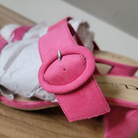 Chinese Laundry Rave Buckle Block Heel Suede Sandal in Bubblegum Pink - Picture 2 of 11